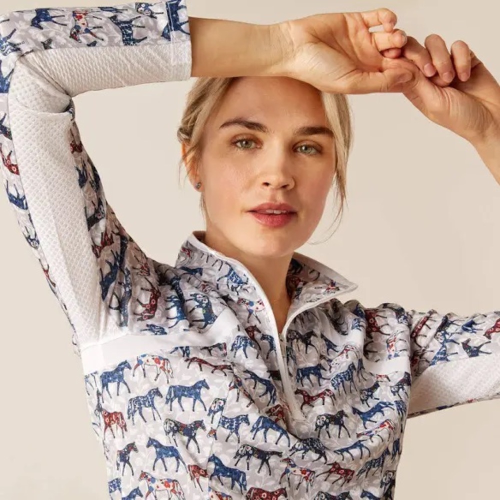 Ariat Blue and Red Graphic Polo Top